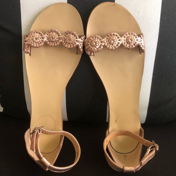 JACK ROGERS Daphne Ankle Strap Flat Sandal Rose Gold 8.5M - Picture 6 of 7